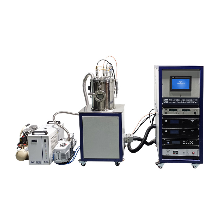 Horizontal high vacuum three-target magnetron sputtering coater for alloy thin films