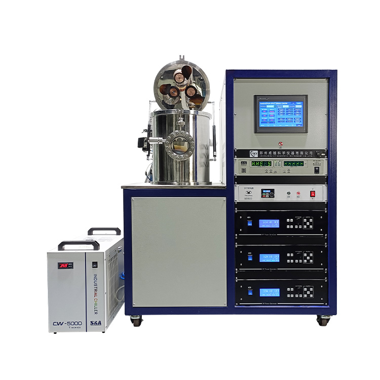 Automatic program controlled high vacuum three target magnetron sputtering coating instrument for Oxide film